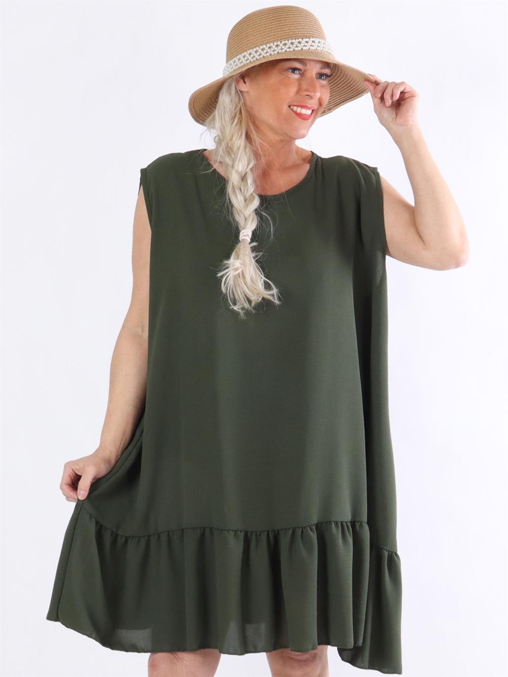 Manola - Kjole i løs pasform med flæsekant forneden